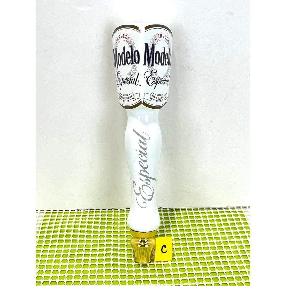 Modelo Especial Beer Tap Handle White Gold Cerveza Draft Bar Triple Side 10.5